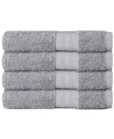 Shop Sunham Soft Spun Cotton 4-pc. Hand Towel Set In Grey