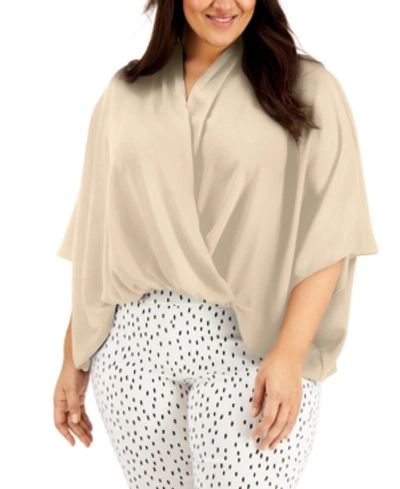 Shop Alfani Plus Size Dolman-sleeve Top, Created For Macy's In Cream Beige