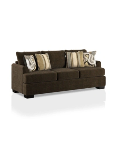 Shop Furniture Of America Korona Park Upholstered Sofa In Brown
