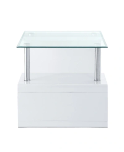 Shop Acme Furniture Nevaeh End Table In Clear Glass And White High Gloss Finish