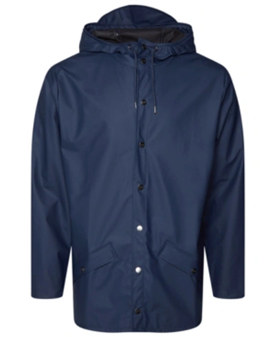 Shop Rains Unisex Short Hooded Raincoat In Navy