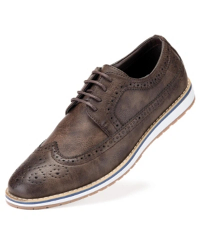 Shop Mio Marino Men's Ornate Wingtip Oxford Shoes Men's Shoes In Dark Brown
