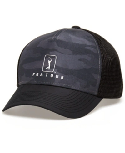 Shop Pga Tour Men's Camouflage Trucker Hat In Caviar