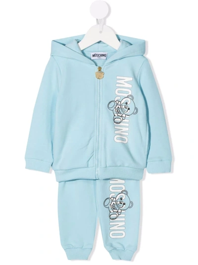 Shop Moschino Logo-print Tracksuit Set In Blue