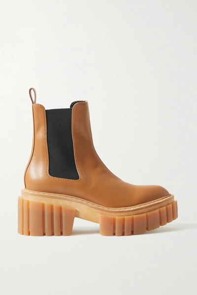Shop Stella Mccartney Emilie Vegetarian Leather Platform Chelsea Boots In Brown