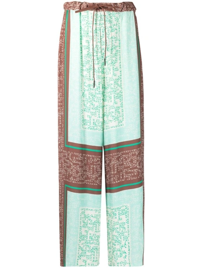 Shop Alysi Jade Green Wide-leg Drawstring Trousers