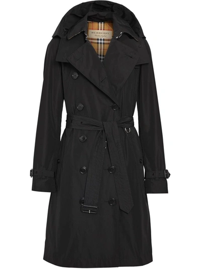 Shop Burberry Kensington Nylon Trench Coat In Black