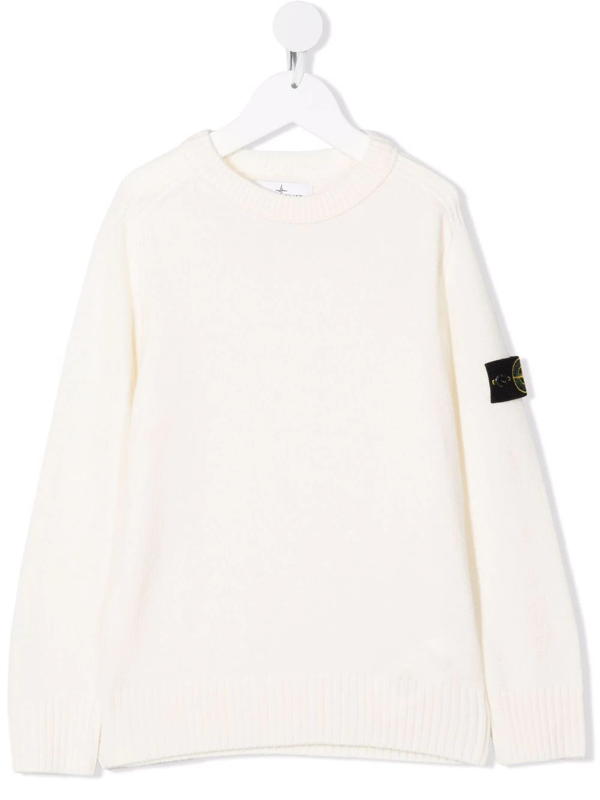 Stone Island Junior knitted logo-patch jumper - Neutrals