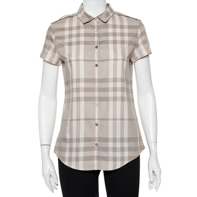 Pre-owned Burberry Brit Beige Nova Checkered Cotton Short Sleeve Shirt S