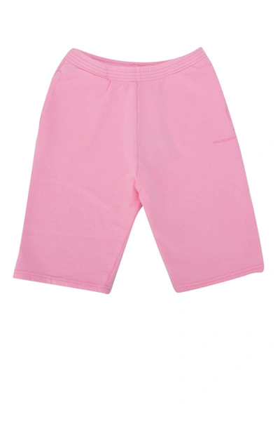 Shop Balenciaga Kids Logo Print Track Shorts In Pink