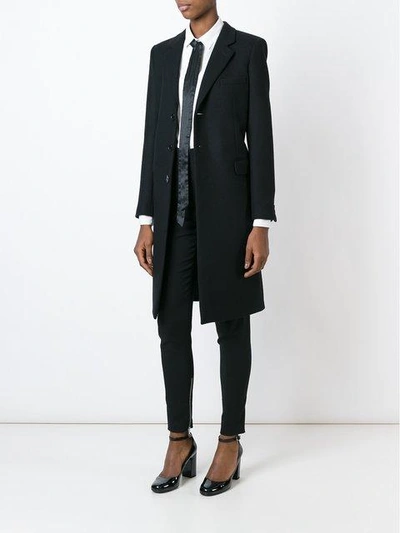 Shop Saint Laurent Single Breasted Overcoat - Black