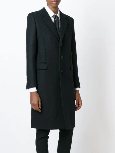 Shop Saint Laurent Single Breasted Overcoat - Black
