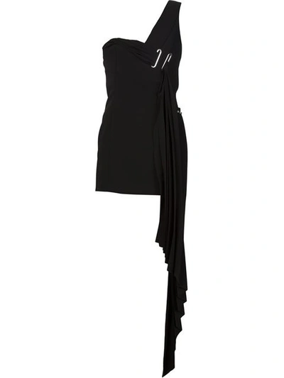 Anthony Vaccarello Mini Dress With Draped Accent In Black