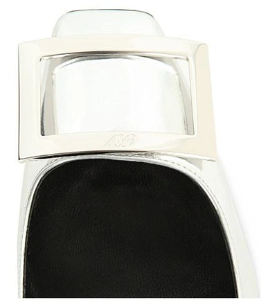 Shop Roger Vivier Belle De Nuit Vivier T100 Leather Courts In Silver