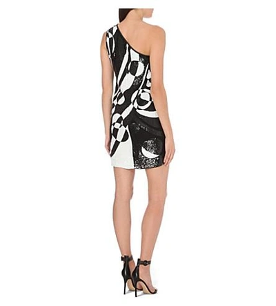 Shop Emilio Pucci One-shoulder Sequinned Dress In Blk/wht