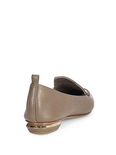 Shop Nicholas Kirkwood Pebbled Point-toe Leather Loafers In Taupe