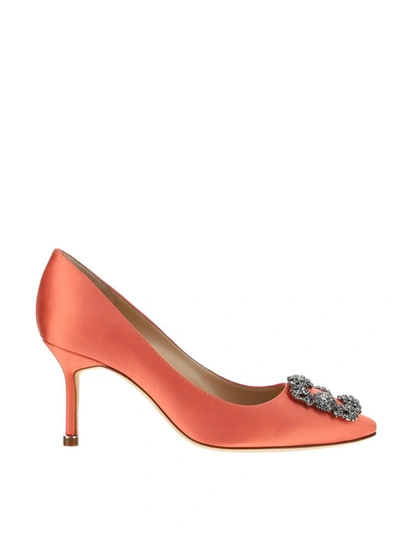 Shop Manolo Blahnik Hangisi Pumps In Orange