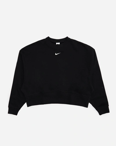 Shop Nike Fleece Oversized Crew In Black