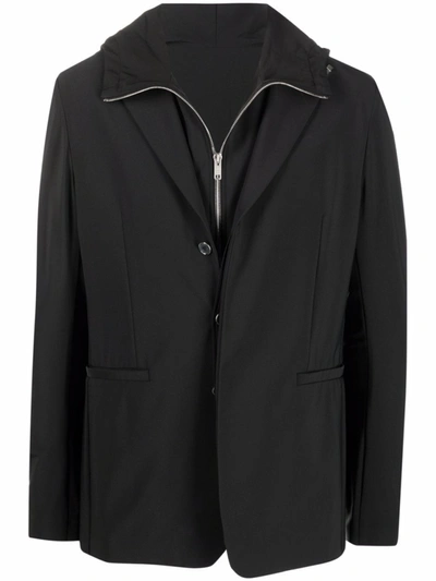 Shop Givenchy Single-breasted Layered Blazer In Black