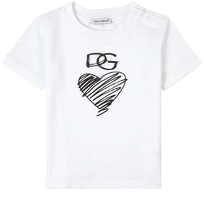 Shop Dolce & Gabbana White Scribble Heart Carretto T-shirt