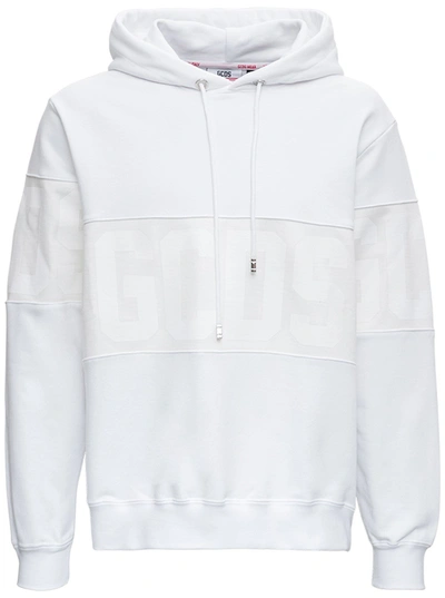 Shop Gcds Logo Printed Drawstring Hoodie In White