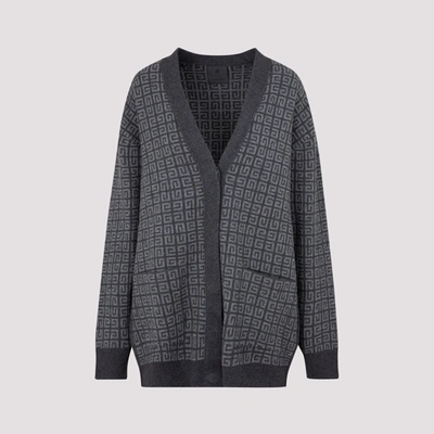 Shop Givenchy Allover Logo Detailed Knit Cardigan In Grey