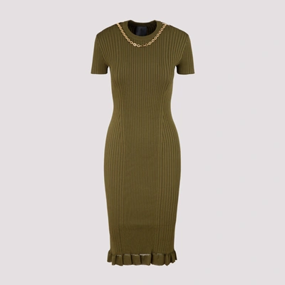 Shop Givenchy Chain Embellished Knitted Dress In Green