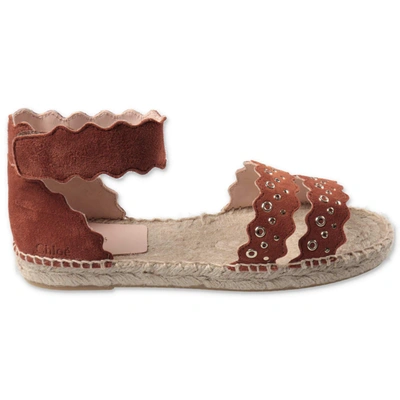Shop Chloé Kids Grommet Studded Strap Sandals In Brown