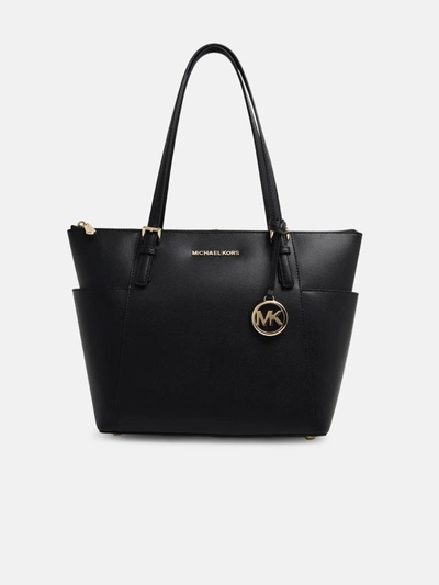 Shop Michael Michael Kors Black Saffiano Leather Jet Set Tote