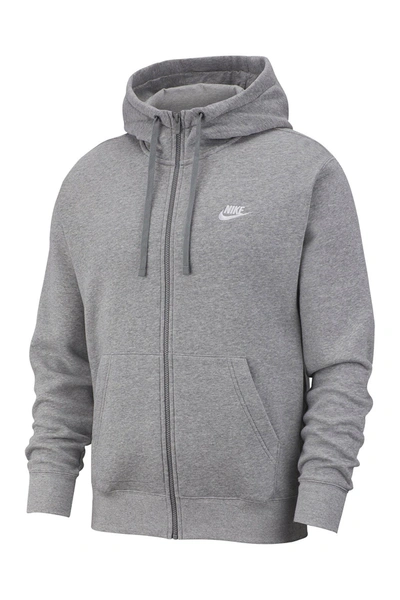 Nike Sportswear Club Logo-embroidered Cotton-blend Jersey Zip-up Hoodie In  Dark Grey Heather/white | ModeSens