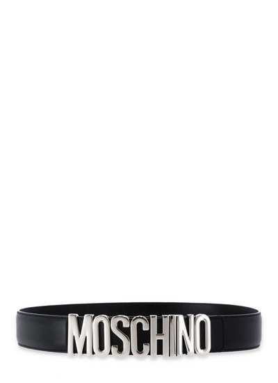 Shop Moschino Logo Lettering Belt In Black