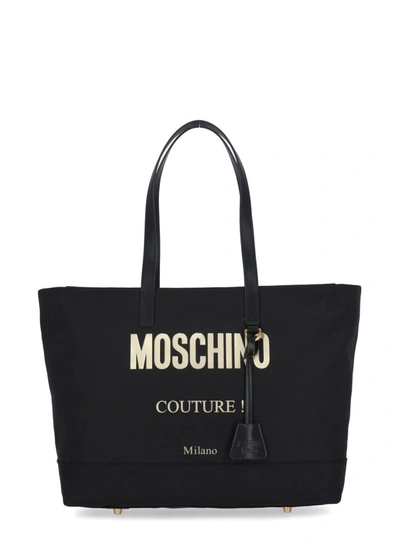 Shop Moschino Logo Printed Tote Bag In Black