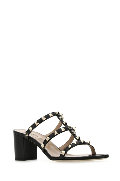 Shop Valentino Black Leather Rockstud Mules Nd  Garavani Donna 38.5