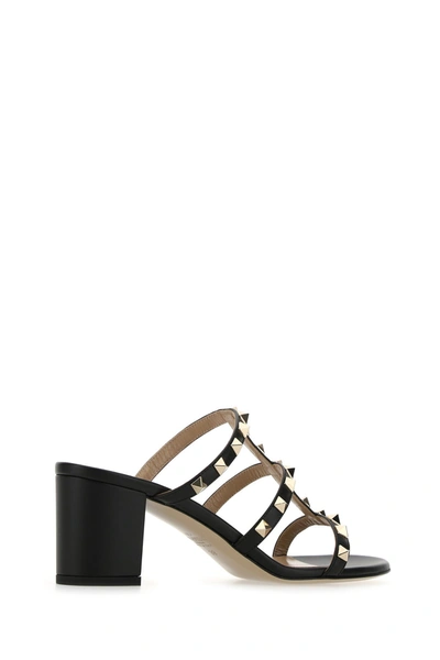 Shop Valentino Black Leather Rockstud Mules Nd  Garavani Donna 38.5