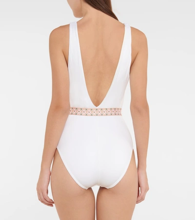 Shop Zimmermann Teddy Belted Swimsuit In White