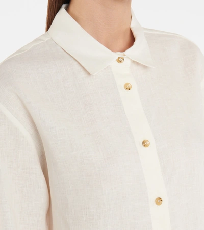 Shop Asceno Milan Organic Linen Shirt In Yellow