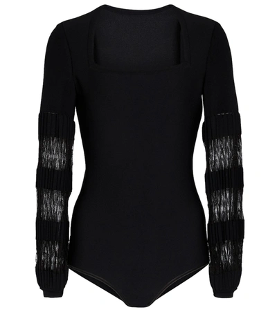 Shop Alaïa Stretch-knit Bodysuit In Black