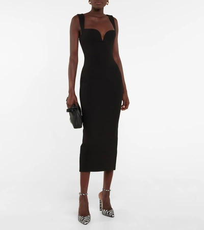 Shop Alex Perry Spencer Stretch-crêpe Midi Dress In Black