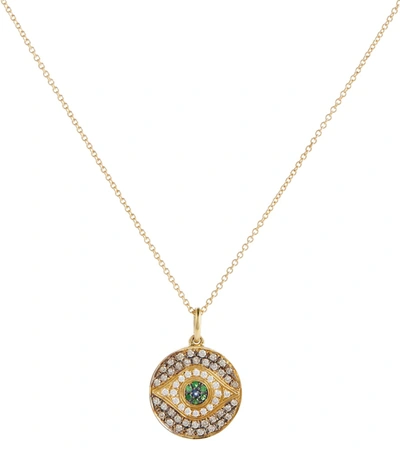 Shop Ileana Makri Little Dawn 18kt Yellow Gold Necklace With Diamonds, Tsavorites And Sapphires