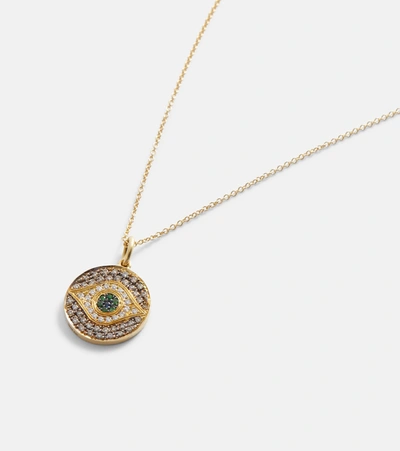 Shop Ileana Makri Little Dawn 18kt Yellow Gold Necklace With Diamonds, Tsavorites And Sapphires