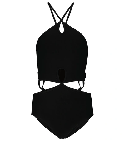 Shop Christopher Esber Cutout Halterneck Swimsuit In Black