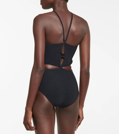 Shop Christopher Esber Cutout Halterneck Swimsuit In Black