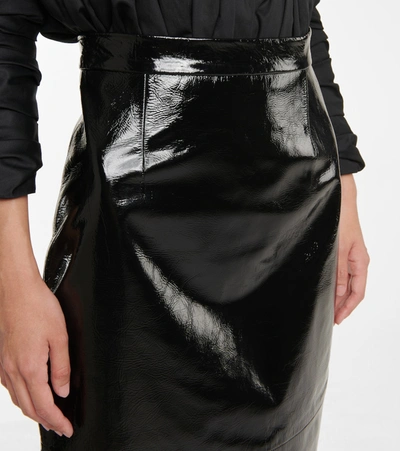 Shop Khaite Mya Leather Pencil Skirt In Black