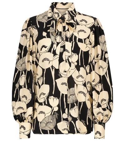 Shop Gucci Floral Silk Shirt In Black