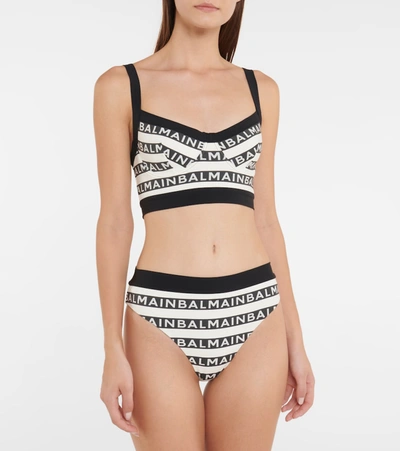 Shop Balmain Logo Bikini In Black