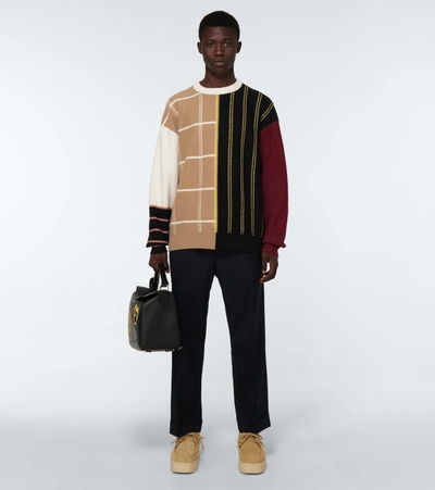 Shop Loewe Patchwork Striped Cashmere Sweater In Multicoloured