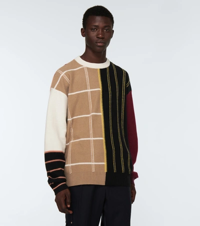 Shop Loewe Patchwork Striped Cashmere Sweater In Multicoloured
