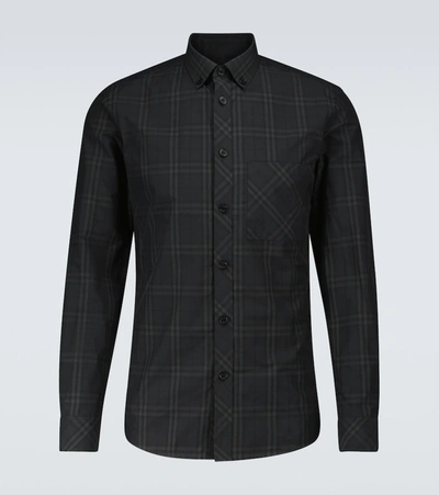 Shop Burberry Simms Checked Cotton Shirt In Grey