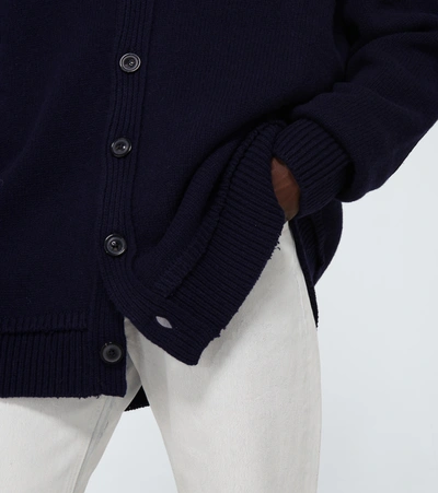 Shop Maison Margiela Oversized Wool Cardigan In Blue