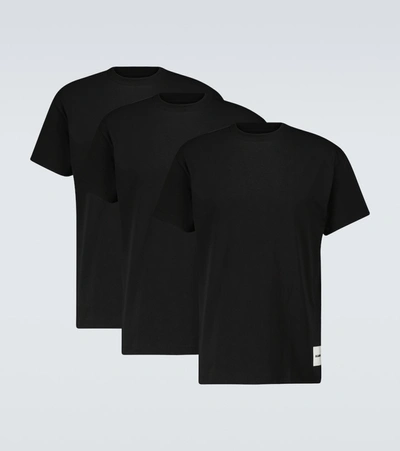 Shop Jil Sander Pack Of Three Cotton T-shirts In Black